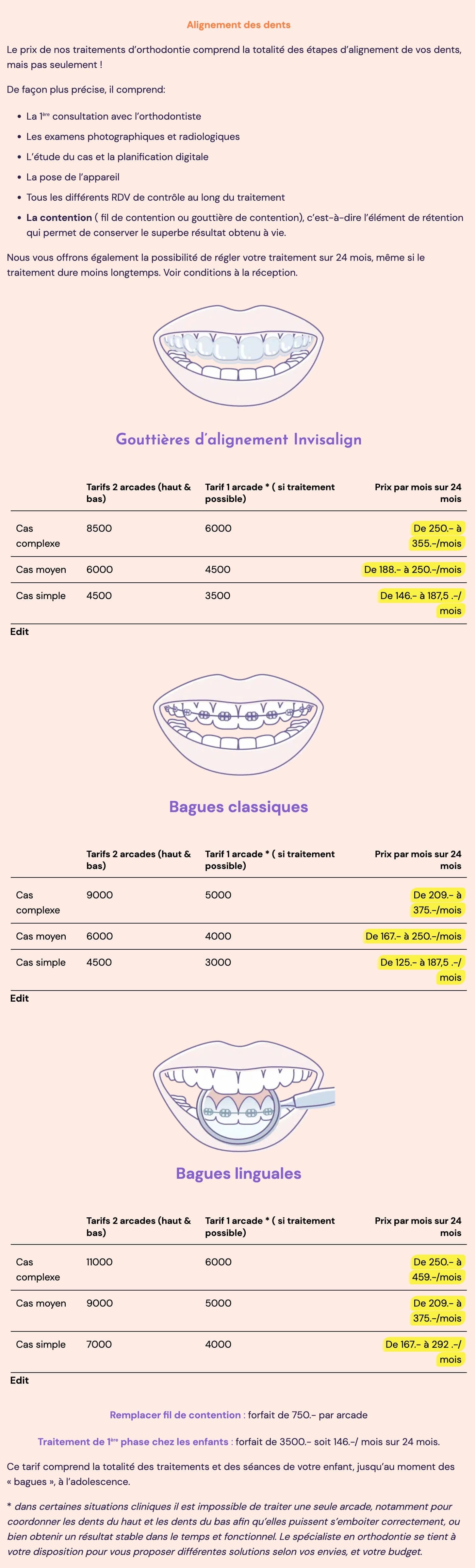 tarif invisalign